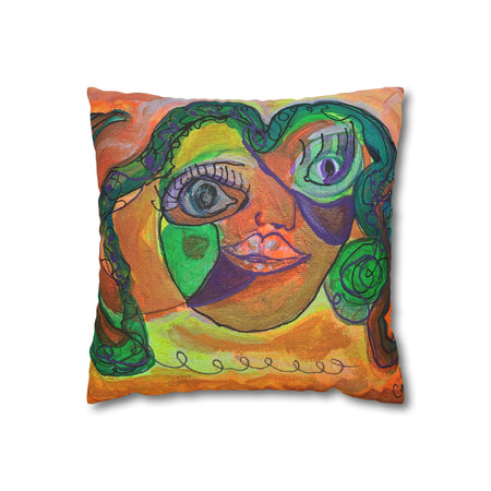 Vibrant Art Faux Suede Pillowcase | Colorful Decorative Cushion for Home, Living Room, Sofa, Boho Decor, Gifts