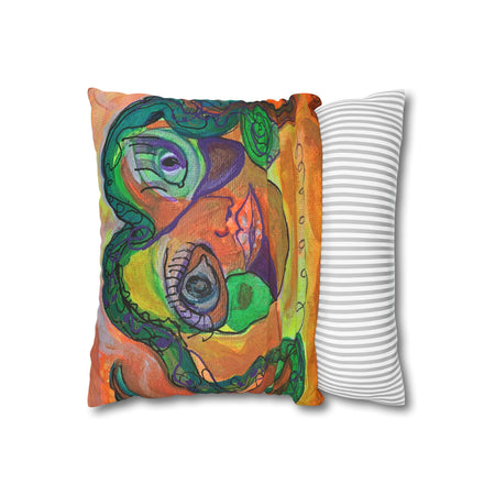 Vibrant Art Faux Suede Pillowcase | Colorful Decorative Cushion for Home, Living Room, Sofa, Boho Decor, Gifts