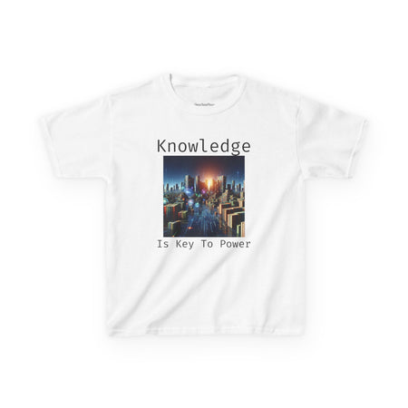 Knowledge Is Key to Power Kids Tee, Inspirational T-Shirt for Youth, Perfect for Back to School, Family Gatherings, Gift for Kids