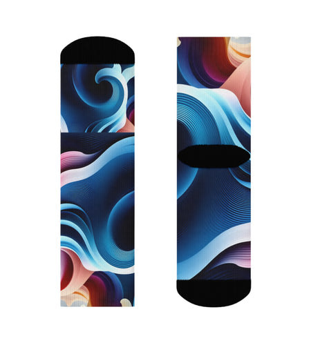 Abstract Wave Crew Socks - Fun and Vibrant Design