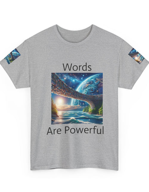 Load image into Gallery viewer, Inspirational Universe T-Shirt - &#39;Words Are Powerful&#39; Graphic - Motivational Gift for Dreamers, Writers, and Creators, Casual Wear, [...]
