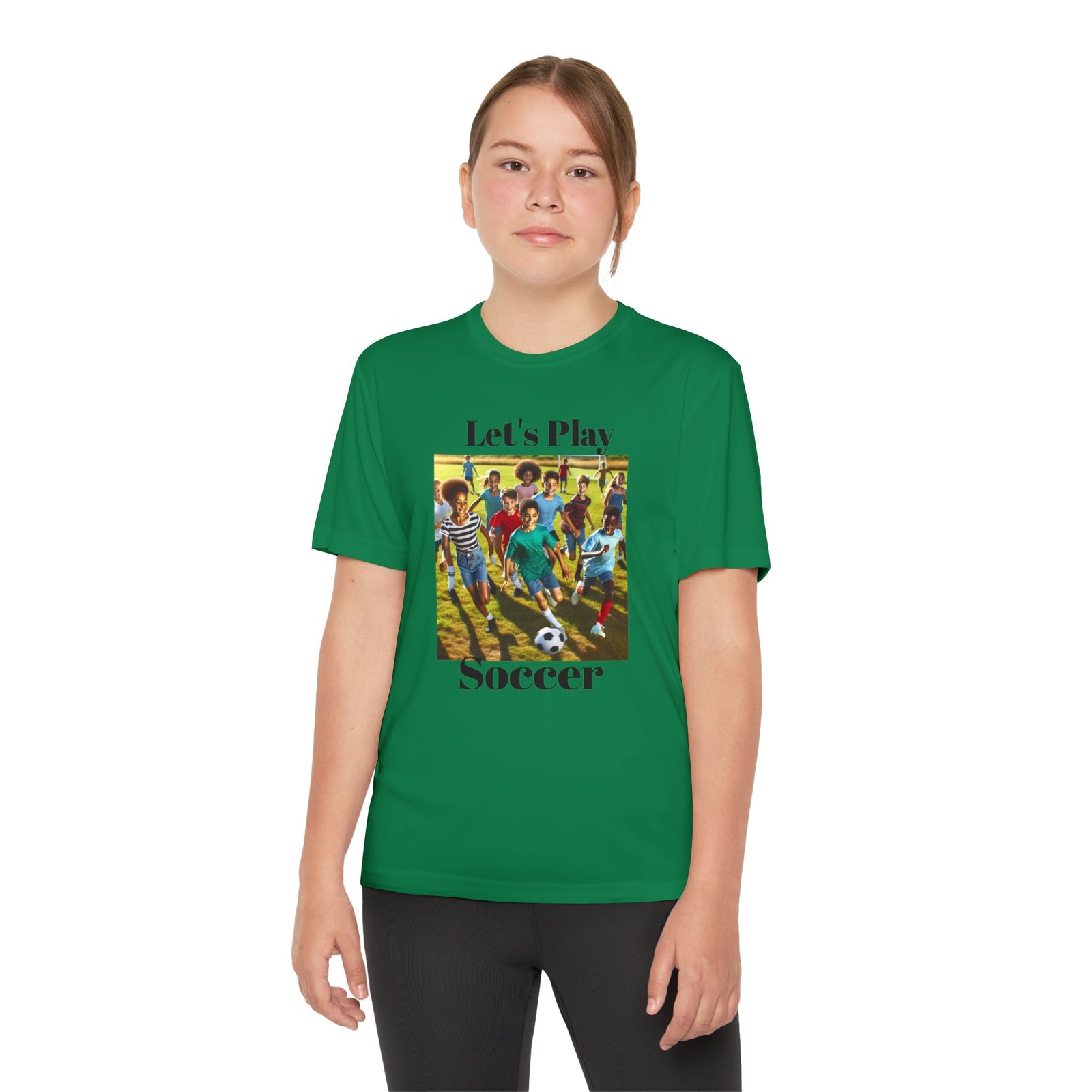 Youth Soccer Tee - Let's Play Soccer, Kids Sports Shirt, Soccer T-Shirt, Activewear for Boys & Girls, Team Spirit Apparel