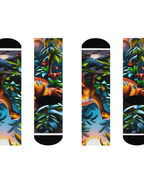 Load image into Gallery viewer, Socks: Dinosaur Crew Socks - Fun &amp; Cozy Footwear

