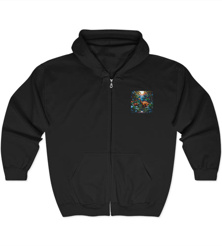 Cozy Dinosaur Artistic Zip-Up Hoodie | Unisex Sweatshirt for Casual Days, Gift for Friends, Layering Apparel, Ideal for Fall & Winter.