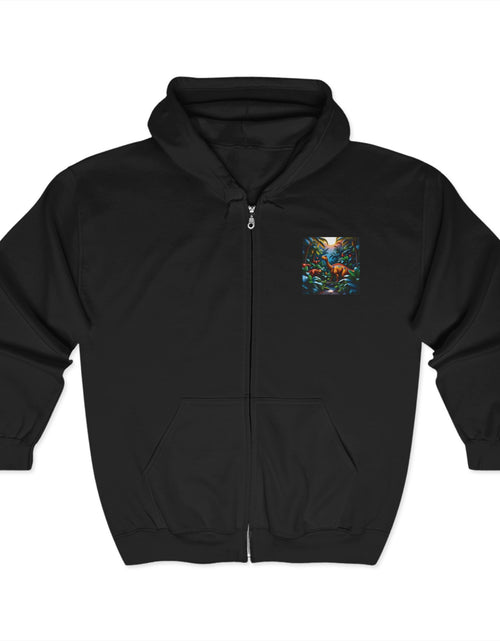 Load image into Gallery viewer, Cozy Dinosaur Artistic Zip-Up Hoodie | Unisex Sweatshirt for Casual Days, Gift for Friends, Layering Apparel, Ideal for Fall &amp; Winter.
