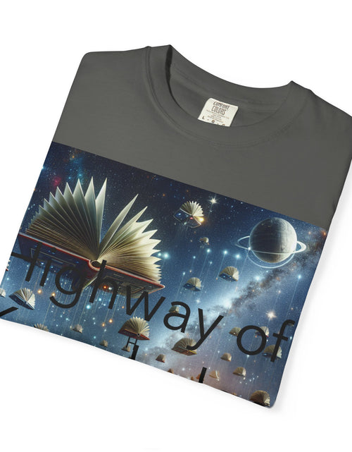 Load image into Gallery viewer, Highway of Knowledge Unisex Garment-Dyed T-shirt, Casual Tee, Gift for Readers, Book Lovers T-shirt, Unique Graphic Tee, Educational Apparel
