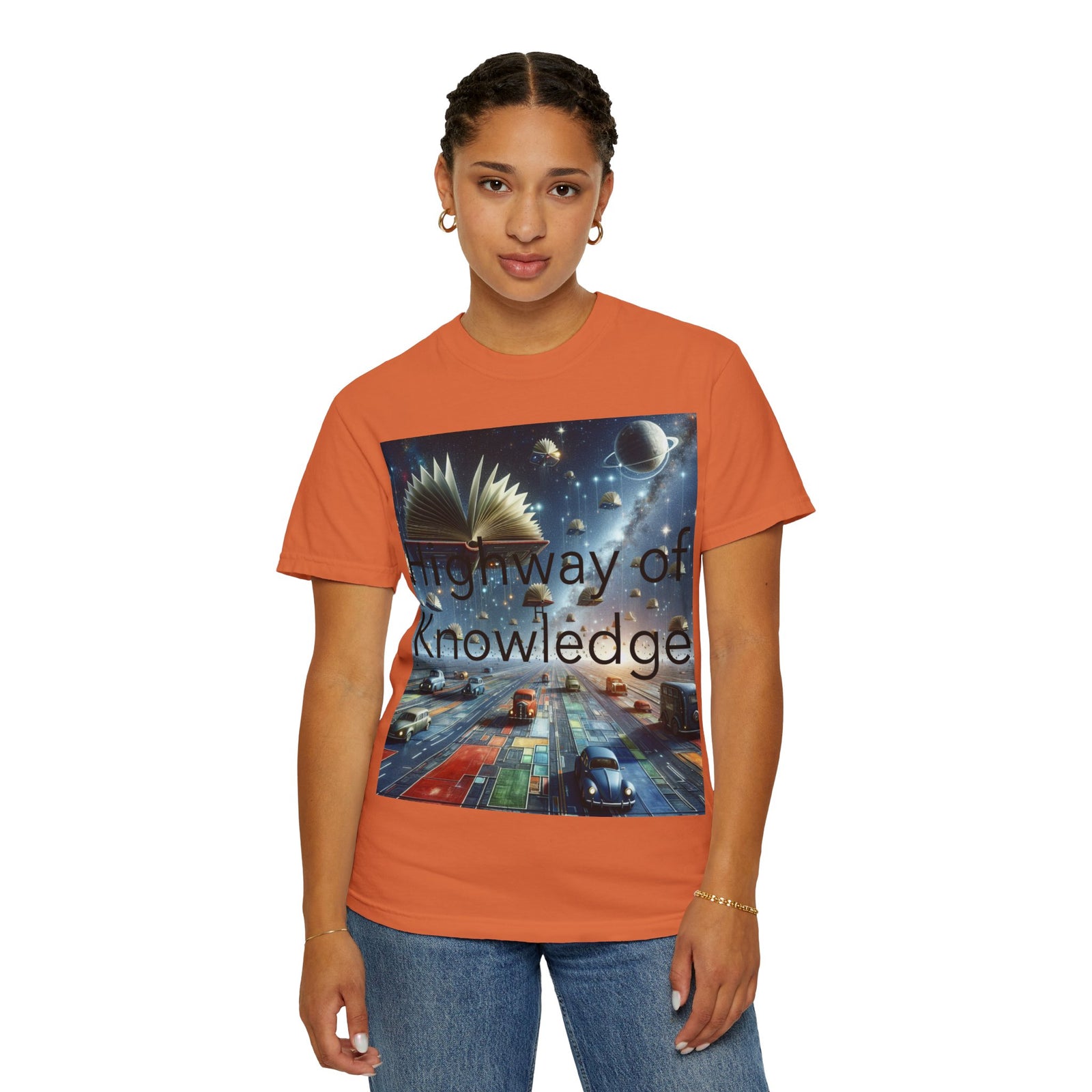 Highway of Knowledge Unisex Garment-Dyed T-shirt, Casual Tee, Gift for Readers, Book Lovers T-shirt, Unique Graphic Tee, Educational Apparel