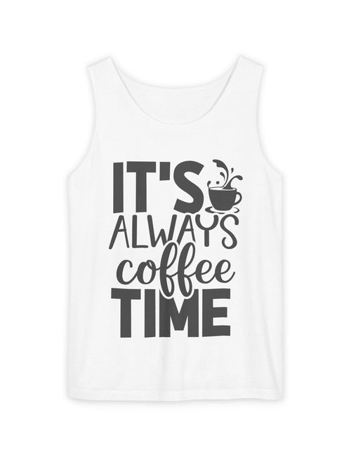 Load image into Gallery viewer, Coffee Time Tank Top, Stylish Unisex Tee, Coffee Lover Gift, Summer Fashion, Relaxed Vibe, Casual Wear
