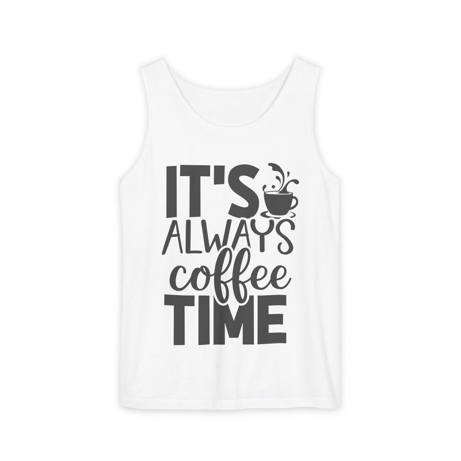 Coffee Time Tank Top, Stylish Unisex Tee, Coffee Lover Gift, Summer Fashion, Relaxed Vibe, Casual Wear