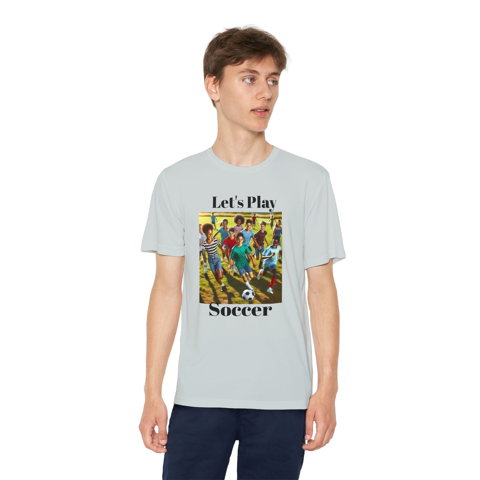 Youth Soccer Tee - Let's Play Soccer, Kids Sports Shirt, Soccer T-Shirt, Activewear for Boys & Girls, Team Spirit Apparel