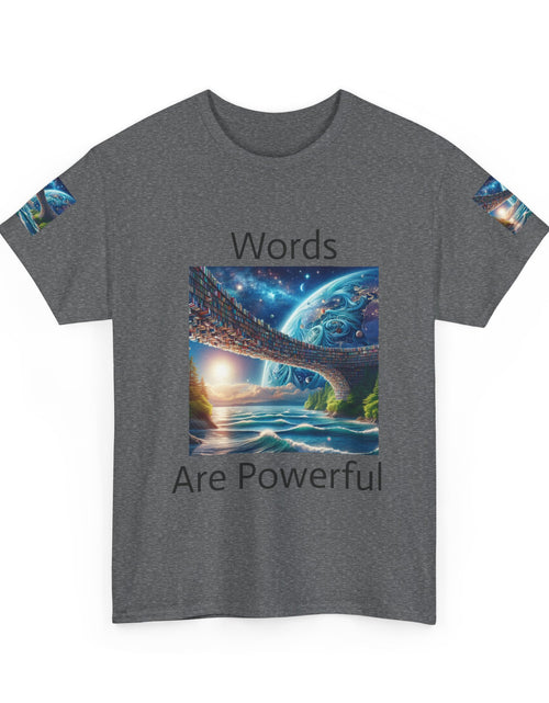 Load image into Gallery viewer, Inspirational Universe T-Shirt - &#39;Words Are Powerful&#39; Graphic - Motivational Gift for Dreamers, Writers, and Creators, Casual Wear, [...]

