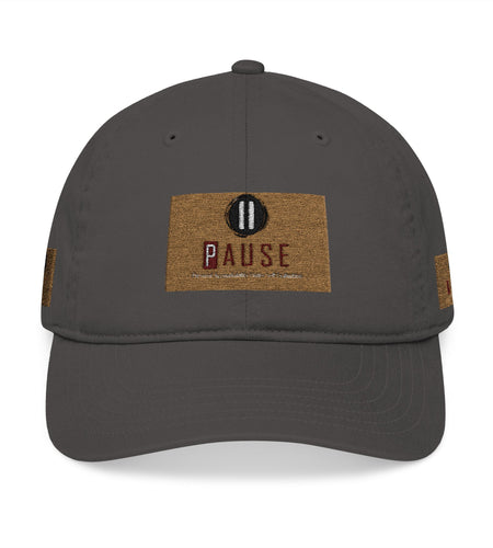 Cap Embroidered with 'Pause' Design