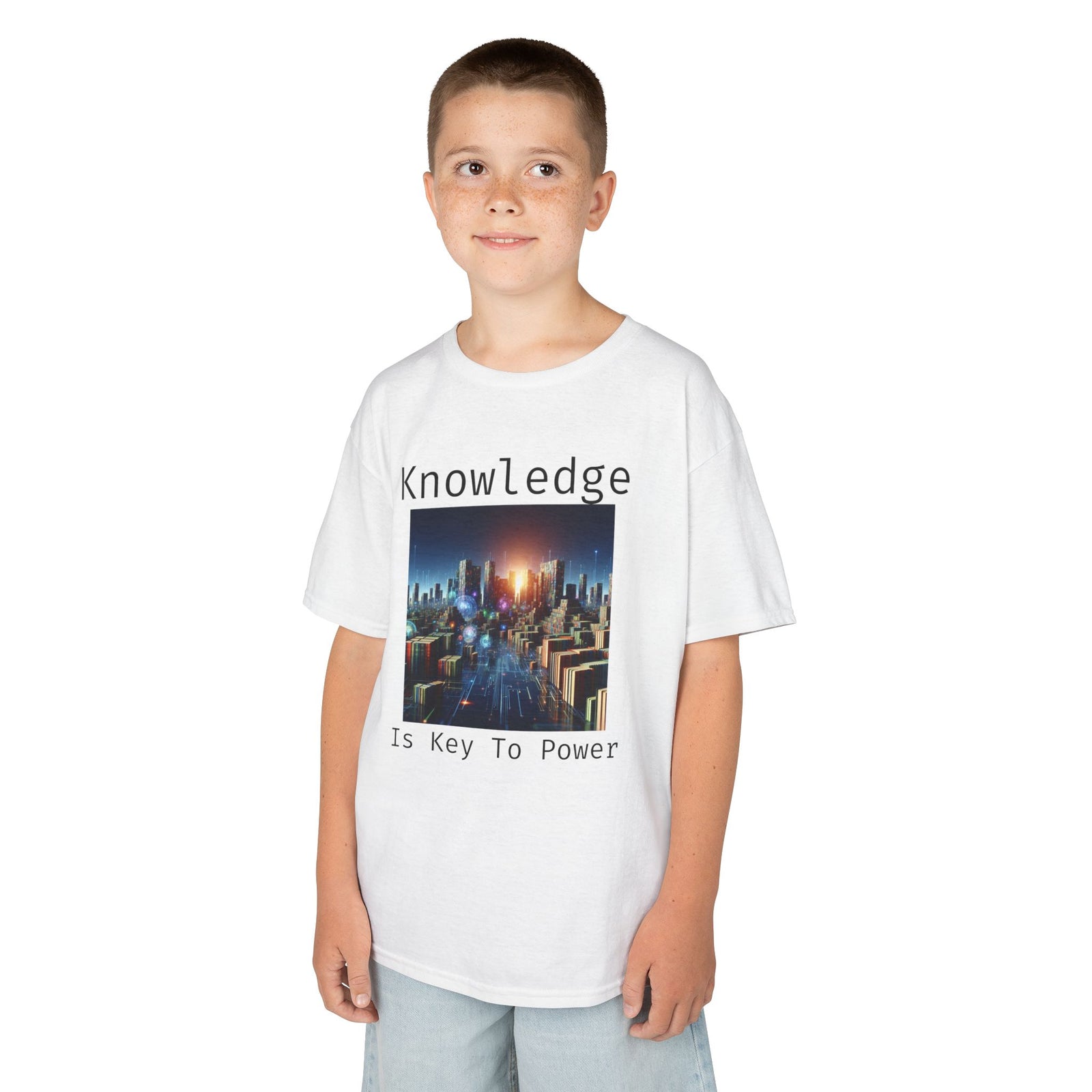 Knowledge Is Key to Power Kids Tee, Inspirational T-Shirt for Youth, Perfect for Back to School, Family Gatherings, Gift for Kids