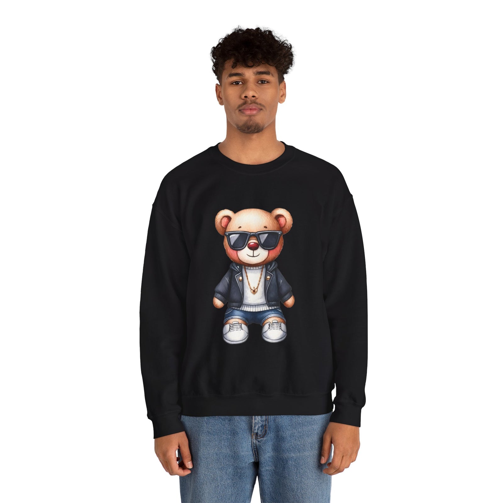 Cool Bear Graphic Sweatshirt - Unisex Crewneck, Comfy Casual Wear, Perfect Gift for Friends, Unique Design for Cozy Days
