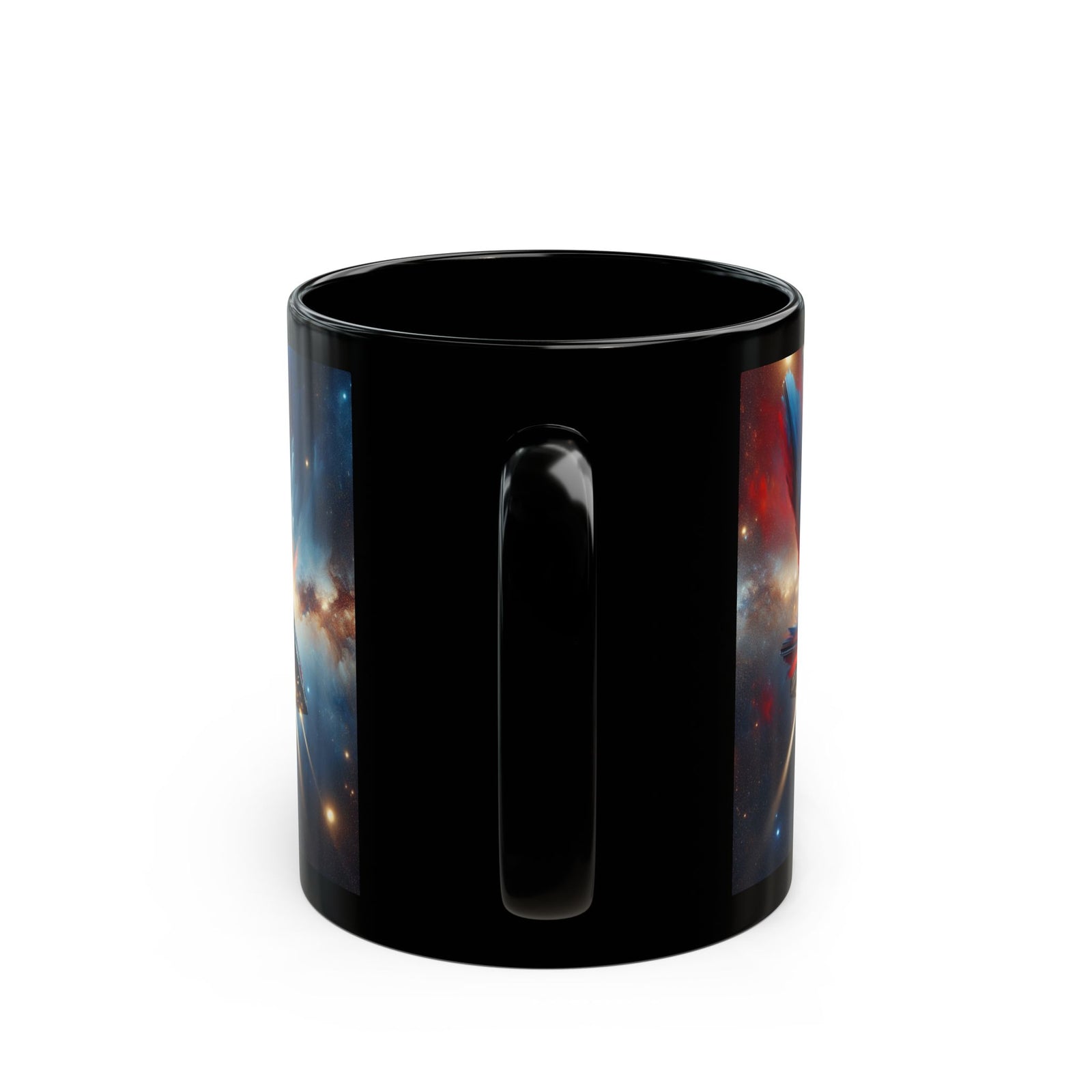 Cosmic Escape Mug, Black Coffee Mug, Space-Themed Gift, Sci-Fi Mug, Book Lover's Mug, 11oz & 15oz, Unique Cosmic Artwork