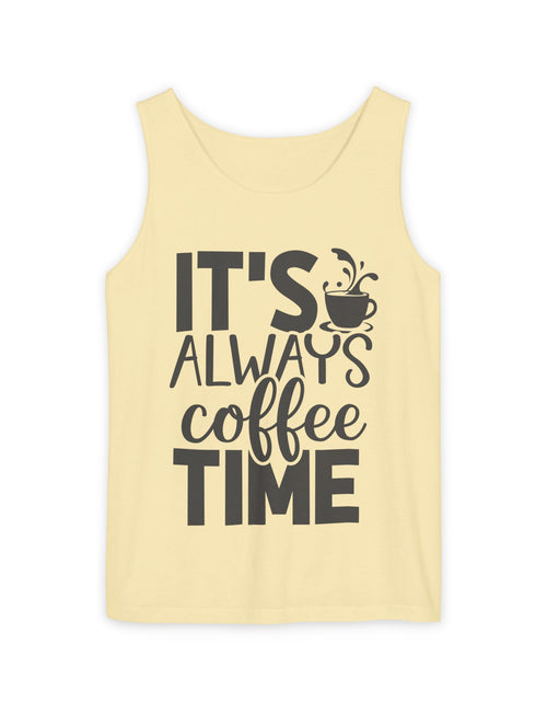 Load image into Gallery viewer, Coffee Time Tank Top, Stylish Unisex Tee, Coffee Lover Gift, Summer Fashion, Relaxed Vibe, Casual Wear
