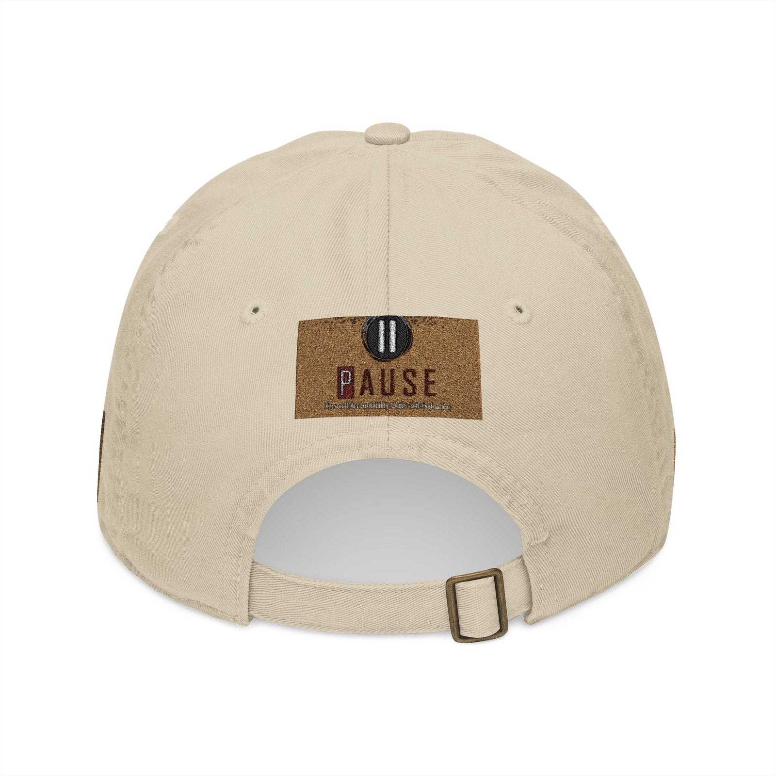 Cap Embroidered with 'Pause' Design