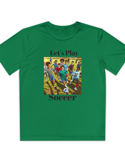 Load image into Gallery viewer, Youth Soccer Tee - Let&#39;s Play Soccer, Kids Sports Shirt, Soccer T-Shirt, Activewear for Boys &amp; Girls, Team Spirit Apparel
