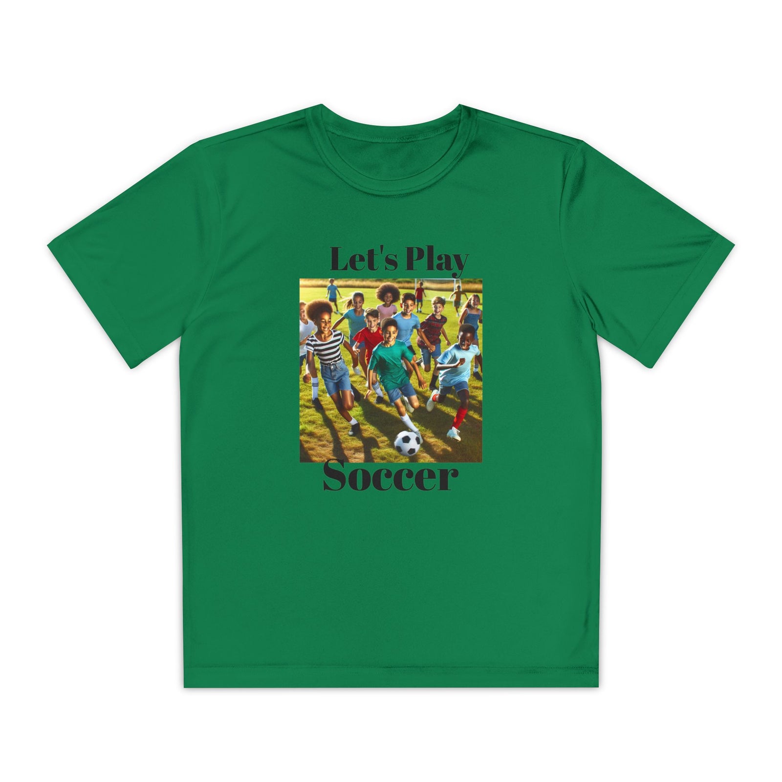 Youth Soccer Tee - Let's Play Soccer, Kids Sports Shirt, Soccer T-Shirt, Activewear for Boys & Girls, Team Spirit Apparel