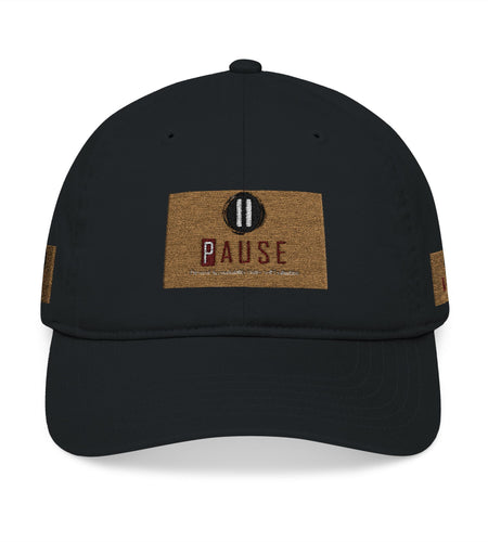 Cap Embroidered with 'Pause' Design