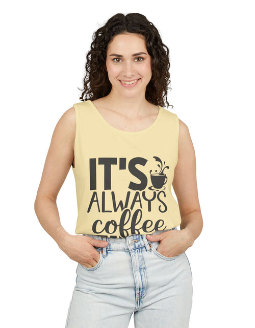 Load image into Gallery viewer, Coffee Time Tank Top, Stylish Unisex Tee, Coffee Lover Gift, Summer Fashion, Relaxed Vibe, Casual Wear
