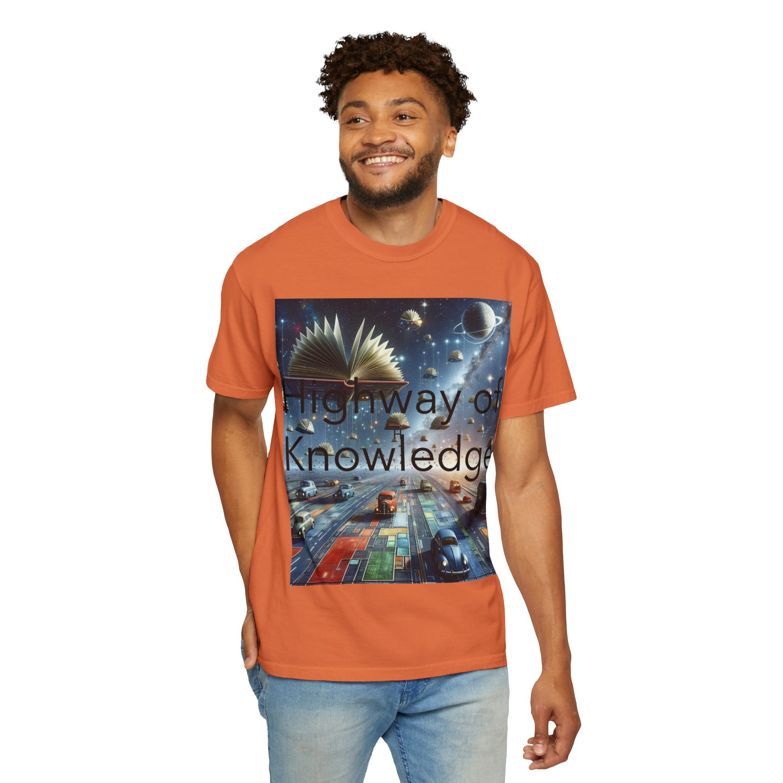 Highway of Knowledge Unisex Garment-Dyed T-shirt, Casual Tee, Gift for Readers, Book Lovers T-shirt, Unique Graphic Tee, Educational Apparel