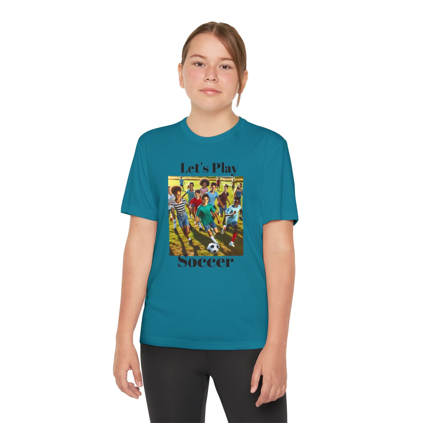 Youth Soccer Tee - Let's Play Soccer, Kids Sports Shirt, Soccer T-Shirt, Activewear for Boys & Girls, Team Spirit Apparel
