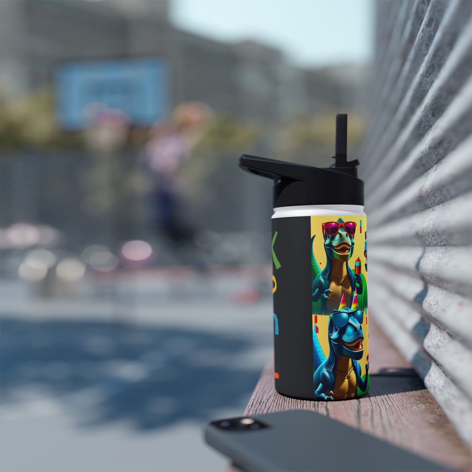 Steel Water Bottle, Dino Party Design