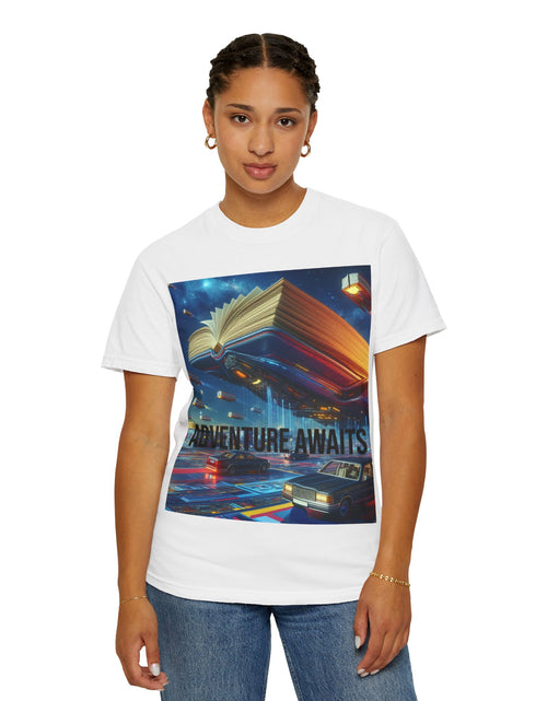 Load image into Gallery viewer, Adventure Awaits T-shirt for Book Lovers
