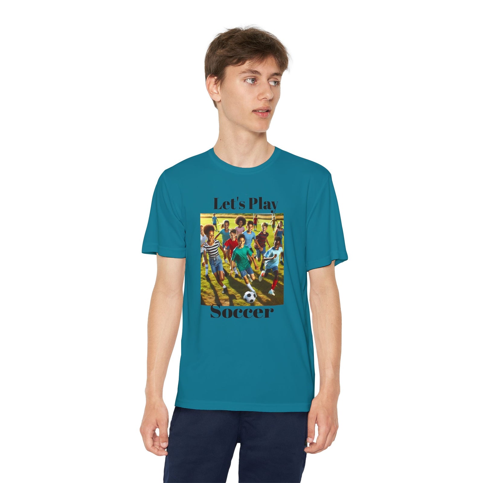 Youth Soccer Tee - Let's Play Soccer, Kids Sports Shirt, Soccer T-Shirt, Activewear for Boys & Girls, Team Spirit Apparel