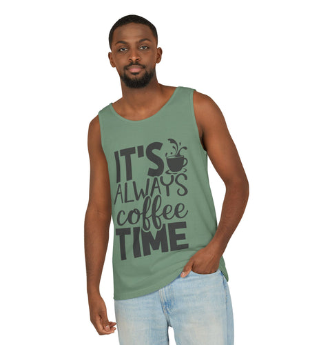 Coffee Time Tank Top, Stylish Unisex Tee, Coffee Lover Gift, Summer Fashion, Relaxed Vibe, Casual Wear