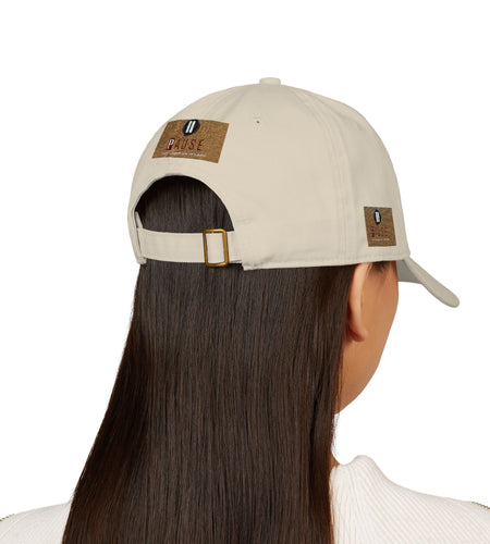 Cap Embroidered with 'Pause' Design