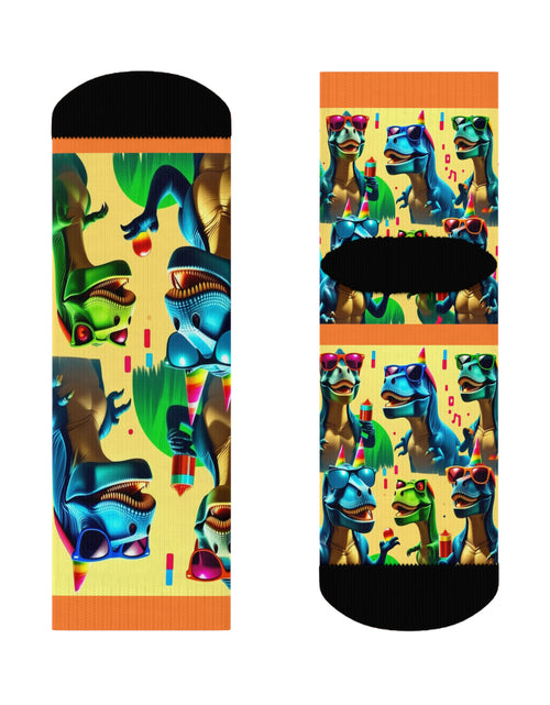 Load image into Gallery viewer, Dinosaur Party Crew Socks

