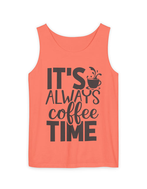 Load image into Gallery viewer, Coffee Time Tank Top, Stylish Unisex Tee, Coffee Lover Gift, Summer Fashion, Relaxed Vibe, Casual Wear
