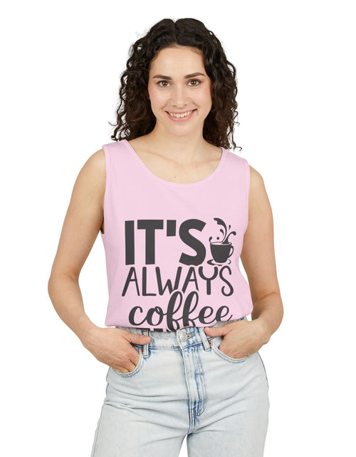 Load image into Gallery viewer, Coffee Time Tank Top, Stylish Unisex Tee, Coffee Lover Gift, Summer Fashion, Relaxed Vibe, Casual Wear
