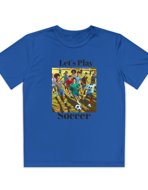 Load image into Gallery viewer, Youth Soccer Tee - Let&#39;s Play Soccer, Kids Sports Shirt, Soccer T-Shirt, Activewear for Boys &amp; Girls, Team Spirit Apparel
