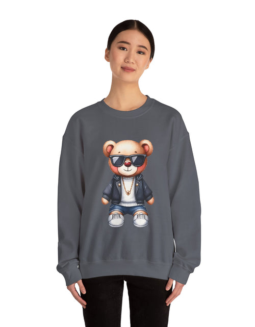 Load image into Gallery viewer, Cool Bear Graphic Sweatshirt - Unisex Crewneck, Comfy Casual Wear, Perfect Gift for Friends, Unique Design for Cozy Days
