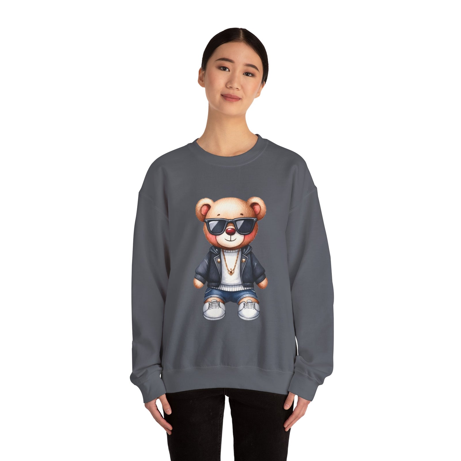 Cool Bear Graphic Sweatshirt - Unisex Crewneck, Comfy Casual Wear, Perfect Gift for Friends, Unique Design for Cozy Days