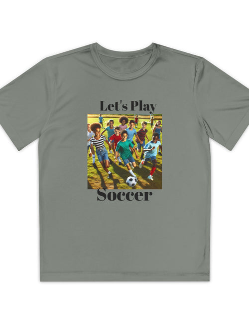 Load image into Gallery viewer, Youth Soccer Tee - Let&#39;s Play Soccer, Kids Sports Shirt, Soccer T-Shirt, Activewear for Boys &amp; Girls, Team Spirit Apparel
