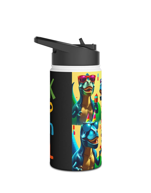 Load image into Gallery viewer, Steel Water Bottle, Dino Party Design
