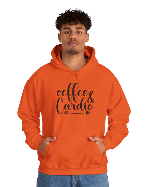 Load image into Gallery viewer, Coffee &amp; Cardio Hoodie, Fitness Sweatshirt, Gym Pullover, Gift for Gym Lovers, Cozy Athletic Wear
