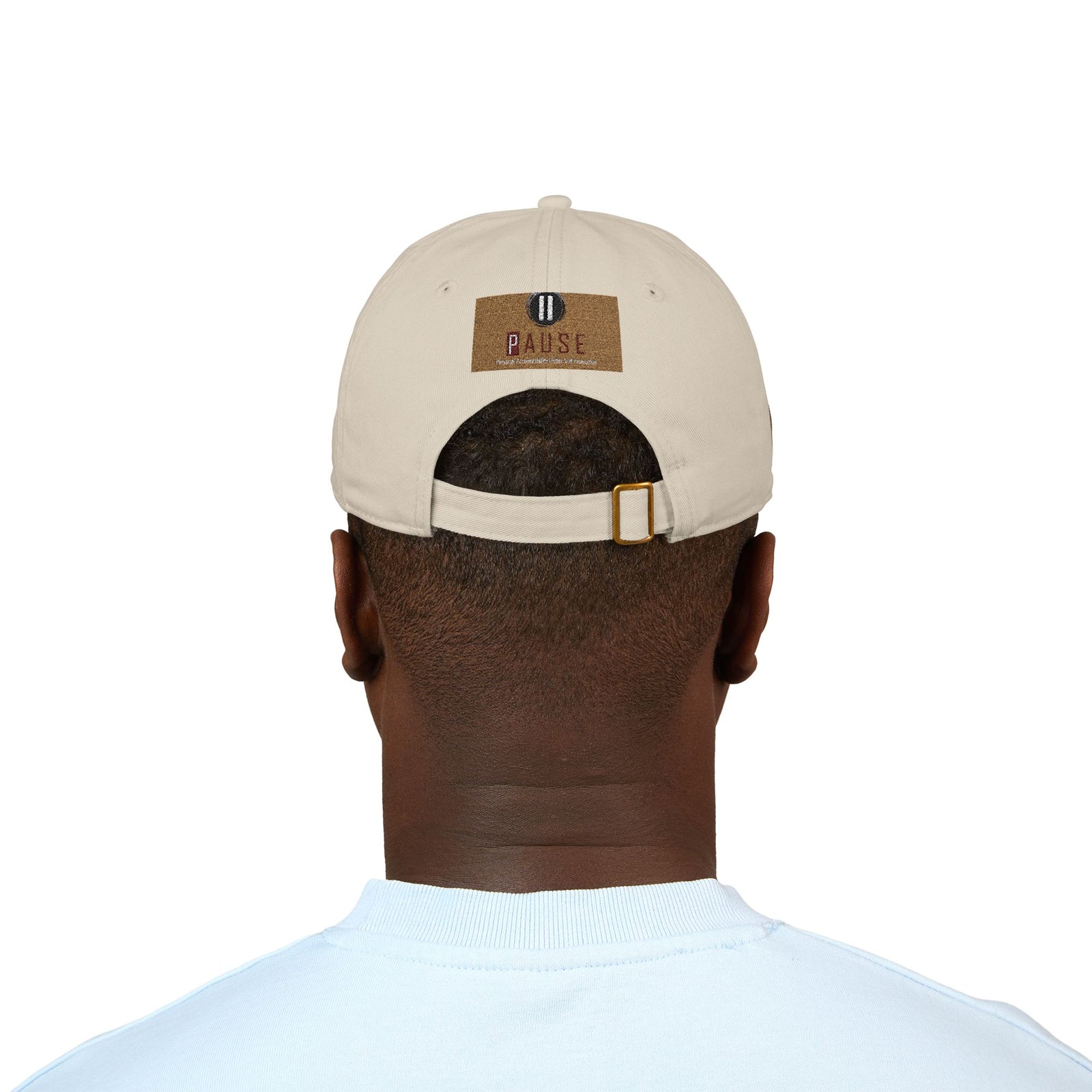 Cap Embroidered with 'Pause' Design