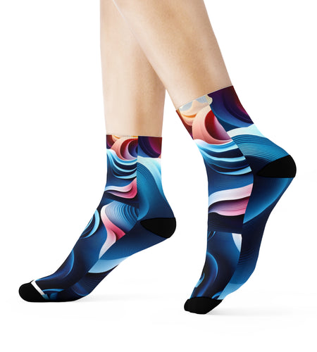 Abstract Wave Crew Socks - Fun and Vibrant Design