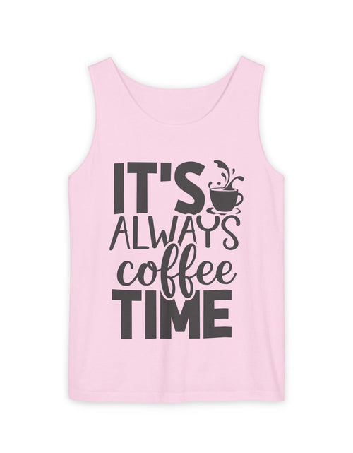 Load image into Gallery viewer, Coffee Time Tank Top, Stylish Unisex Tee, Coffee Lover Gift, Summer Fashion, Relaxed Vibe, Casual Wear
