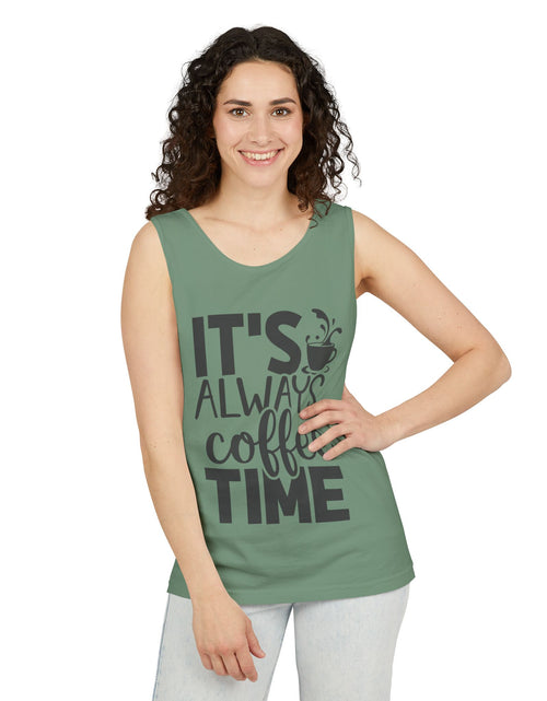 Load image into Gallery viewer, Coffee Time Tank Top, Stylish Unisex Tee, Coffee Lover Gift, Summer Fashion, Relaxed Vibe, Casual Wear
