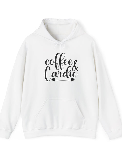 Load image into Gallery viewer, Coffee &amp; Cardio Hoodie, Fitness Sweatshirt, Gym Pullover, Gift for Gym Lovers, Cozy Athletic Wear
