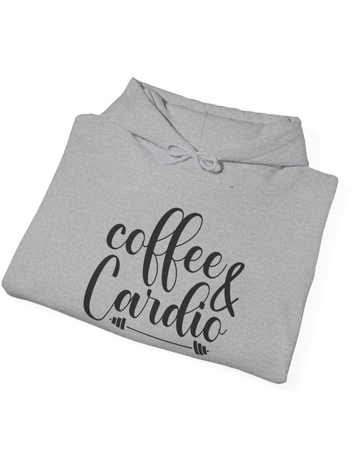 Load image into Gallery viewer, Coffee &amp; Cardio Hoodie, Fitness Sweatshirt, Gym Pullover, Gift for Gym Lovers, Cozy Athletic Wear
