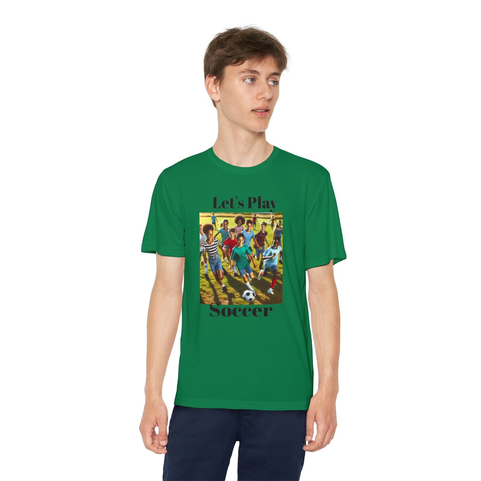 Youth Soccer Tee - Let's Play Soccer, Kids Sports Shirt, Soccer T-Shirt, Activewear for Boys & Girls, Team Spirit Apparel