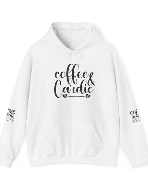 Load image into Gallery viewer, Coffee &amp; Cardio Hoodie, Fitness Sweatshirt, Gym Pullover, Gift for Gym Lovers, Cozy Athletic Wear
