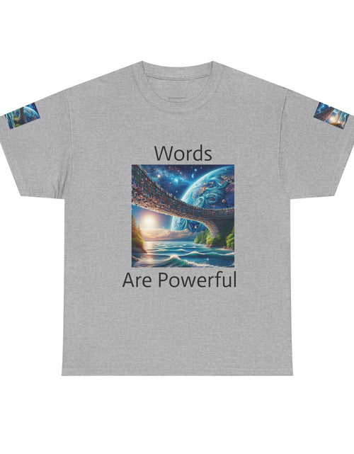 Load image into Gallery viewer, Inspirational Universe T-Shirt - &#39;Words Are Powerful&#39; Graphic - Motivational Gift for Dreamers, Writers, and Creators, Casual Wear, [...]
